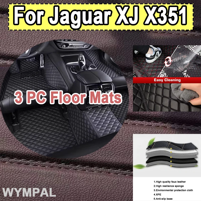 

Luxury Anti Dirty Car Floor Mats For Jaguar XJ X351 2010~2019 5seat Pads Carpet Auto Interior Parts Car Durable Leather Mat