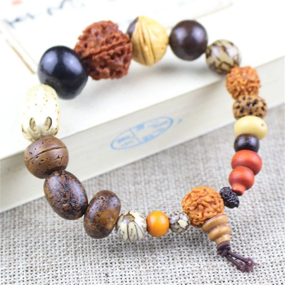 Retro Tibetan Buddhism Natural 18 Bodhi Beads Mala Bracelet Buddhist Meditation Prayer Jewelry Good Luck Energy Amulet