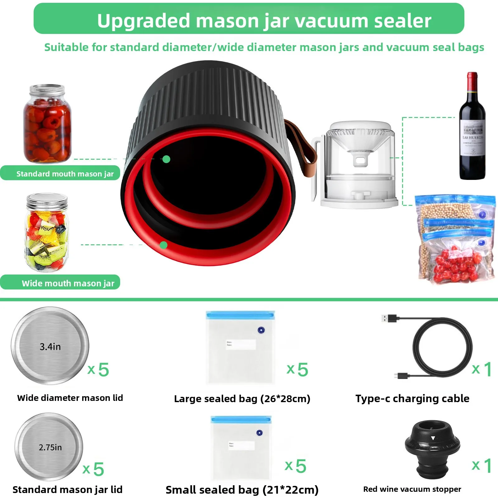 Multifunctional Food Freshness Machine All-in-One Jar Sealer Automatic Kitchen Sealing Tool
