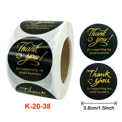 500 Pcs Roll1.5inch 3.8CM Round Laser Thank You Bronzing Seal Sealing Stickers with Waterproof Wedding Holiday Label Gift