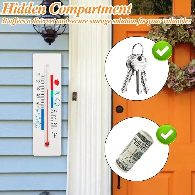 Discreet Thermometer Stash Box Hidden Secret Small Storage Case Anti-Theft Holder for Cash Tiny Valuables Home Travel Use
