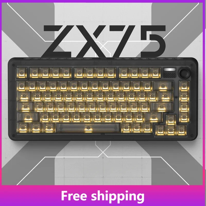 

Original ZX75 Black Warrior Three-mode Wireless Mechanical Keyboard Customized Hot-swappable E-sports Game Transparent Keycap