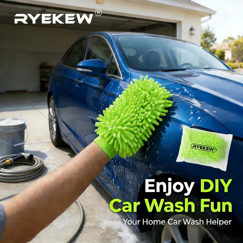 Large Microfiber Car Wash Mitt Waterproof Chenille Gloves Thick Car Cleaning Mitt Wax Detailing Auto Care Double-faced Glove New
