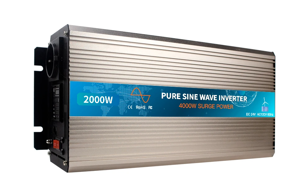 2000W Off Grid Tie Inverter Pure Sine Wave Inverter 3 Phase Wind Turbine Solar Inversor for 12V 24V Battery With Screen Switch