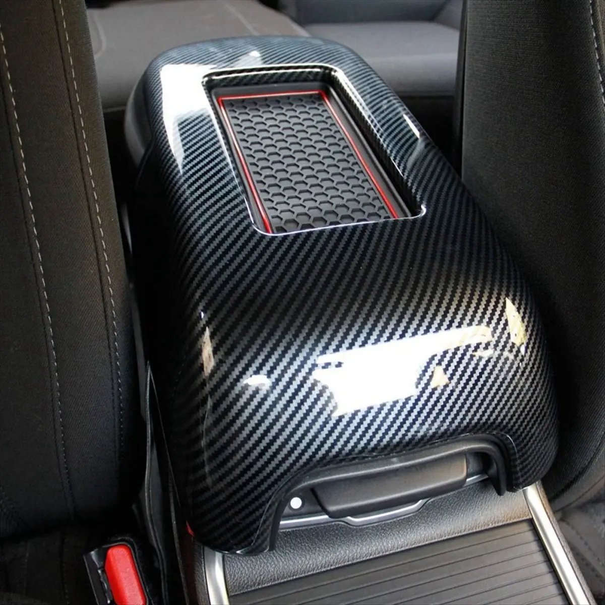 Super Sale Armrest Box Decorative Cover Armrest Box Cover Sticker Carbon Pattern Central Storage Cover for Dodge Charger 2016-20