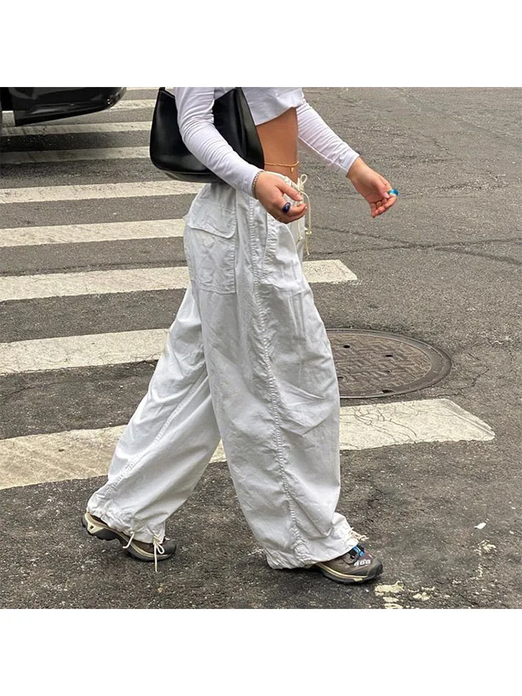 

Woman New Trend Trousers New Trend Sweatpants Aesthetics Cargo Japanese Fashion Pants Grunge Unisex Tunic Drawstring Solid Color