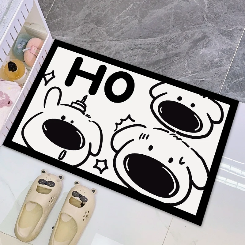 Lovely Black Cat Diatom Floor Mat Bathroom Anti Slip Water Absorption Quick Drying Foot Mat Non-slip Door Mat Cartoon Animal