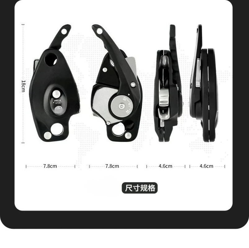 Outdoor Climbing Rappelling Descender, 250kg Manual Control Anti-panic Cam Safety Equipment
