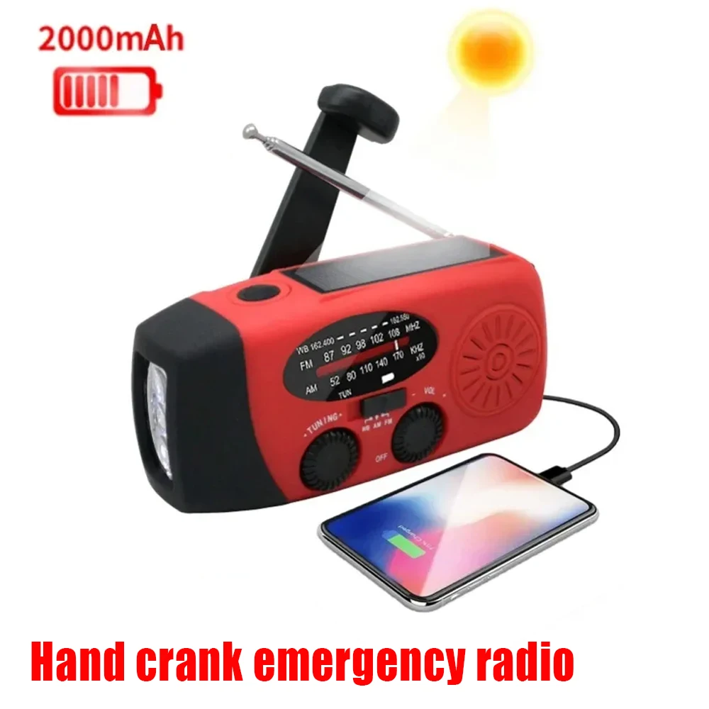 

Portable Mini Radio LED Lights USB AC Power FM AM Hand Crank Includes Speaker Flashlight USB Charging Solar Charging Charger