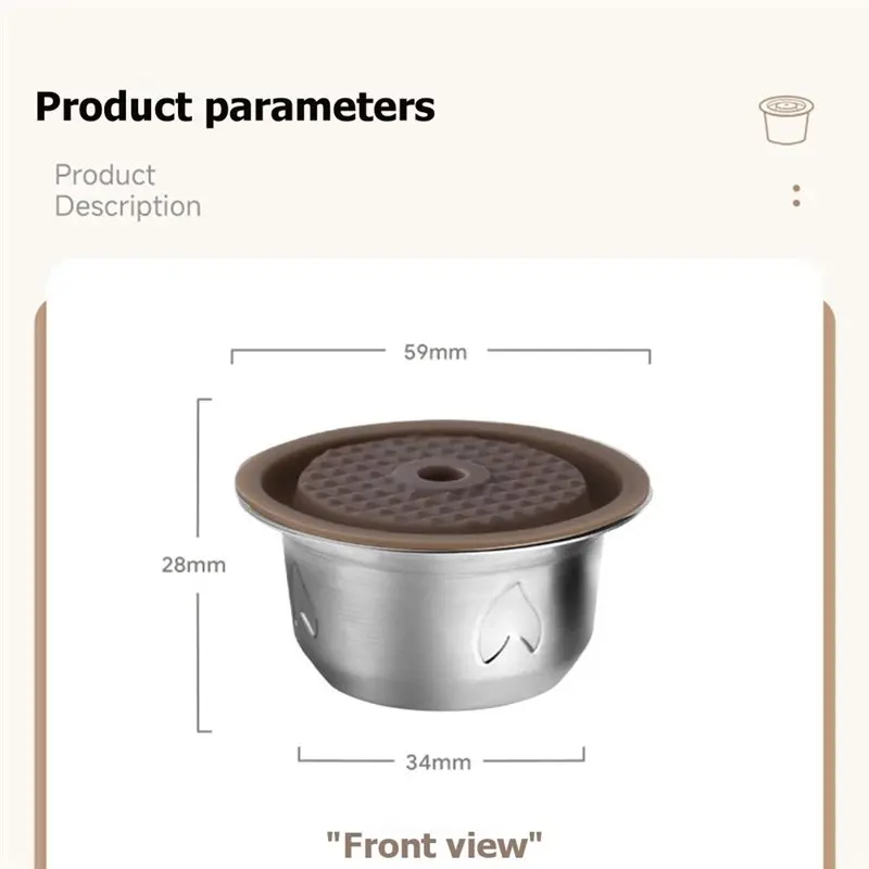 ABKR-Reusable Espresso Pods Refillable Coffee Capsule For Nespresso Vertuo /Next/Plus With Silicone Cap Spoon And Brush 230Ml