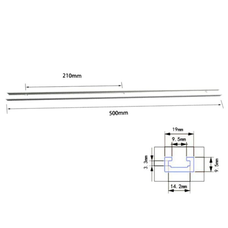 ABRW-4X Dispositivo di scorrimento per barra in alluminio con binari a T Dispositivo per maschera con scanalatura a T per asta calibro per sega da tavolo (500 mm)