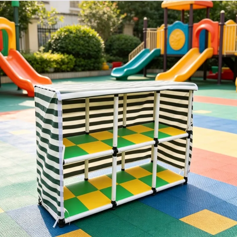 Kindergarten outdoor storage rack building block equipment locker car toys rainproof storage shed mobile storage cabinet