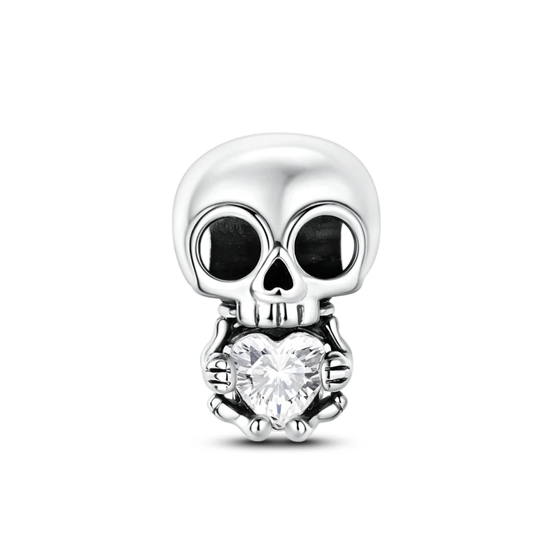 New Original 925 Sterling Silver Q-Version Abstract Bone Heart Embracing Charms Bead DIY Women Birthday Party Jewelry Gifts