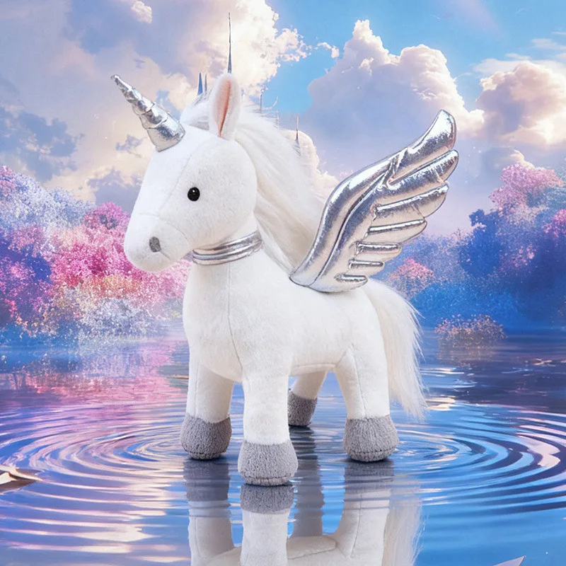 

30/50CM White Unicorn Plush Toys Soft Stuffed Animal Doll Flying White Horse Doll Exquisite Christmas Gifts