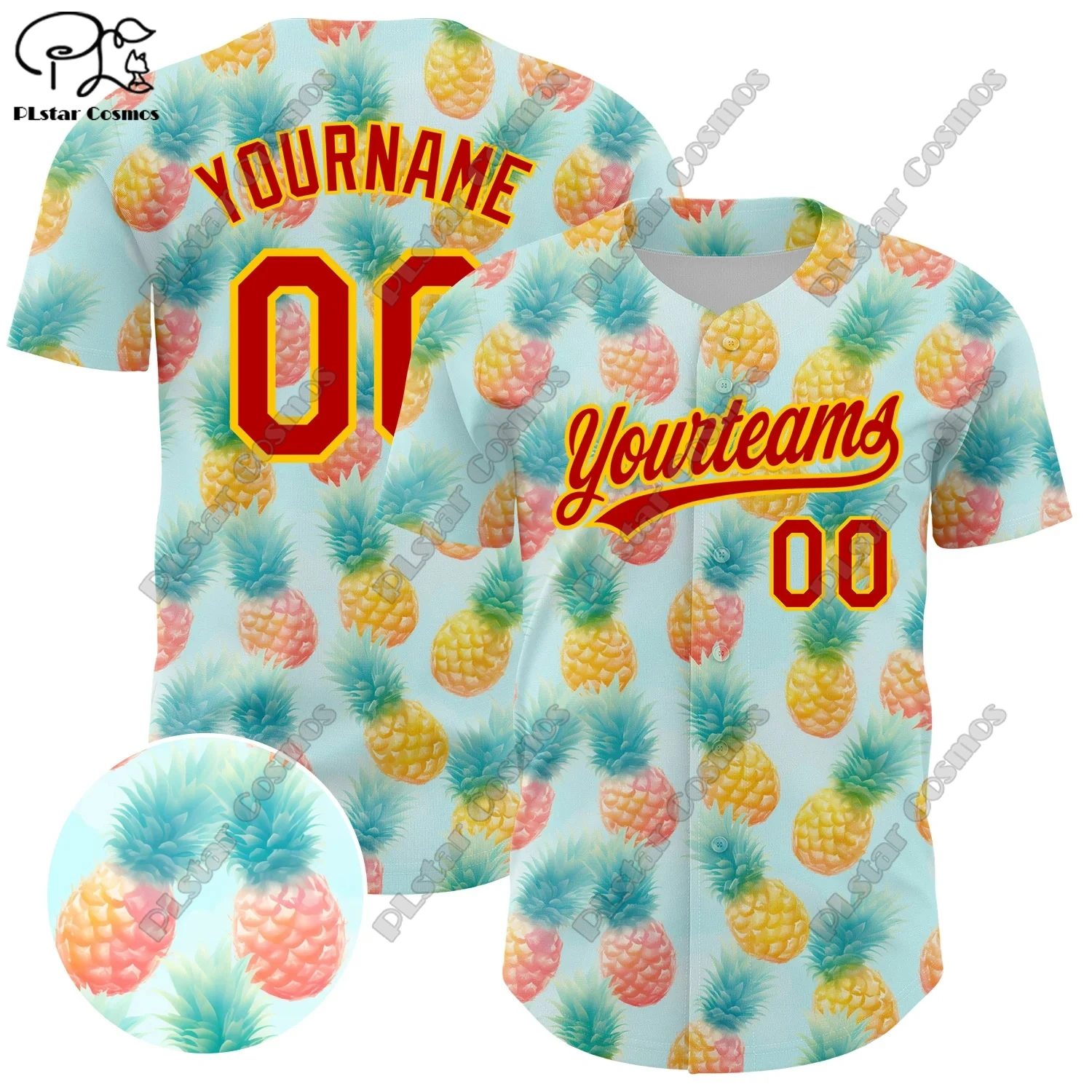 PLSTAR COSMOS customized team name 3D printing tropical fruit and bird and pineapple pattern genuine baseball uniform summer new