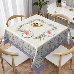 Elegant Lavender Rectangular Tablecloth Holiday Party Decor Spring Floral Waterproof Tablecloth for Wedding Decorations