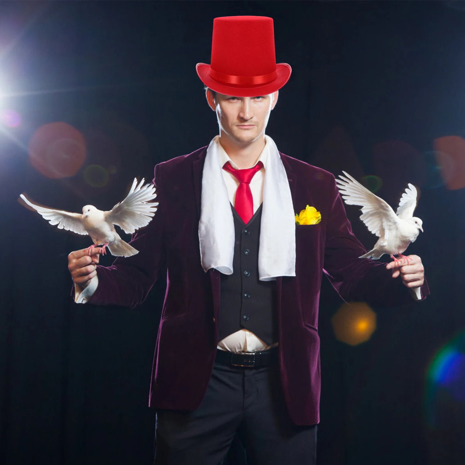 

Black Magician Hat Premium Nonwoven Fabric Costume Party Dress Up Magician Costume Accessory Halloween Steampunk