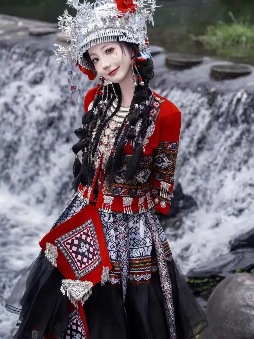 Женский костюм хмонг в национальном стиле, традиционная одежда Мяо в этническом стиле, винтажные костюмы для путешествий, свадебной фотографии, Hanfu