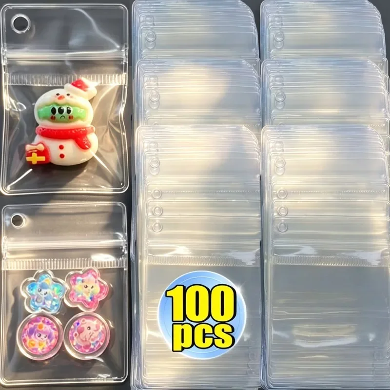 20-100pcs PVC Jewelry Storage Self Sealing Bags Handmade DIY Transparent Bag Side Punched Chain Bag Anti Oxidation Bags