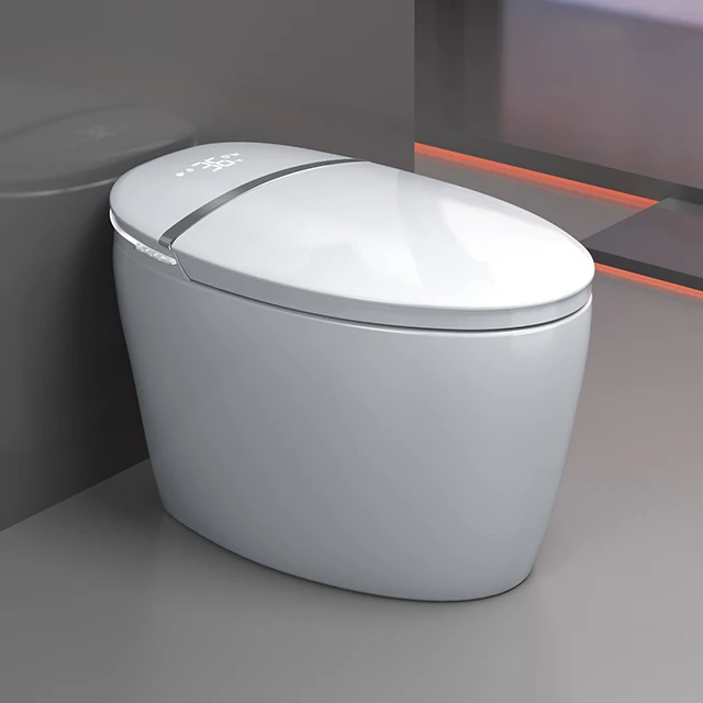 7002 Deluxe Ceramic Self Cleaning Electric Smart Bidet Toilet S-trap Drainage Heated Seat Dual-Flush Automatic Remote Control