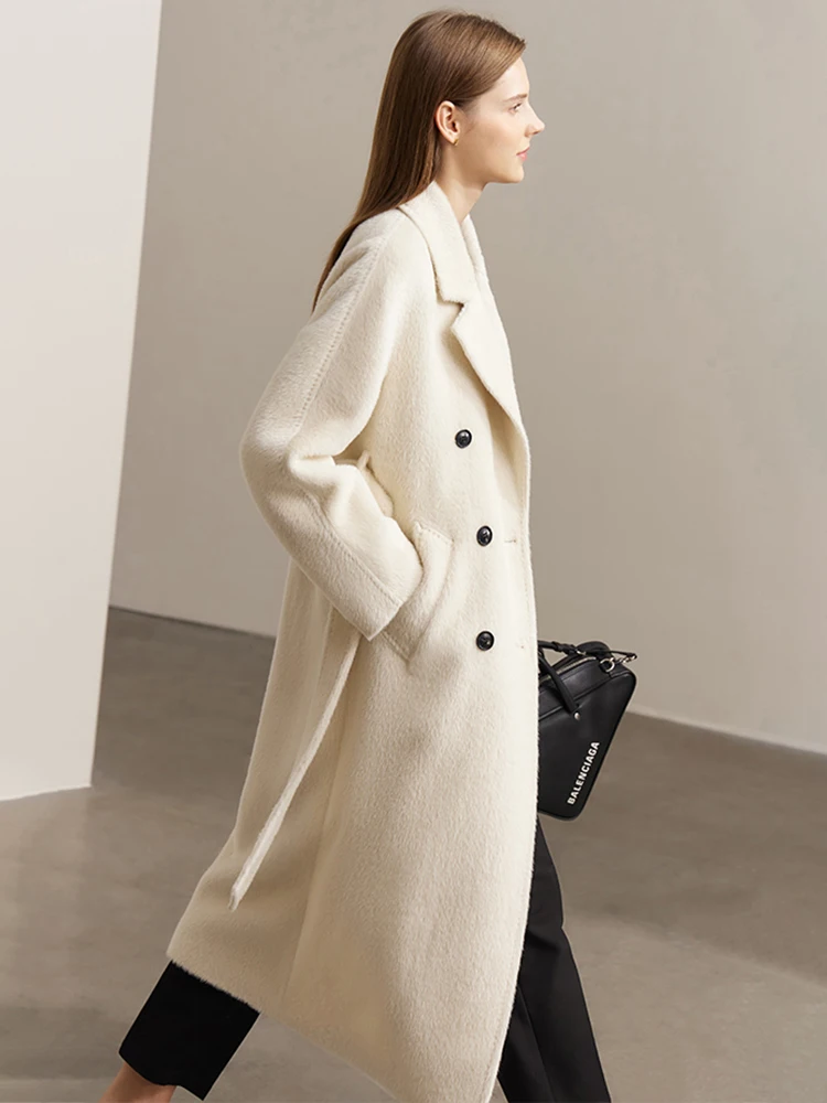 AMII Minimalism Wool Coat Women 2022 Winter New Warm Solid Elegant Double-breasted Casual Commuter Fashion Long Coats 72240078