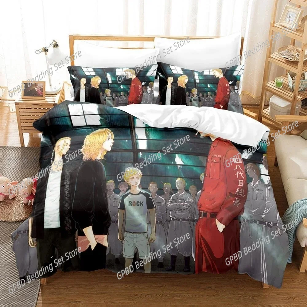 Tokyo Revengers Bedding Set Single Twin Full Queen King Size Bed Set Adult Kid Bedroom Duvet cover Sets 3D Anime Bed Sheet Set