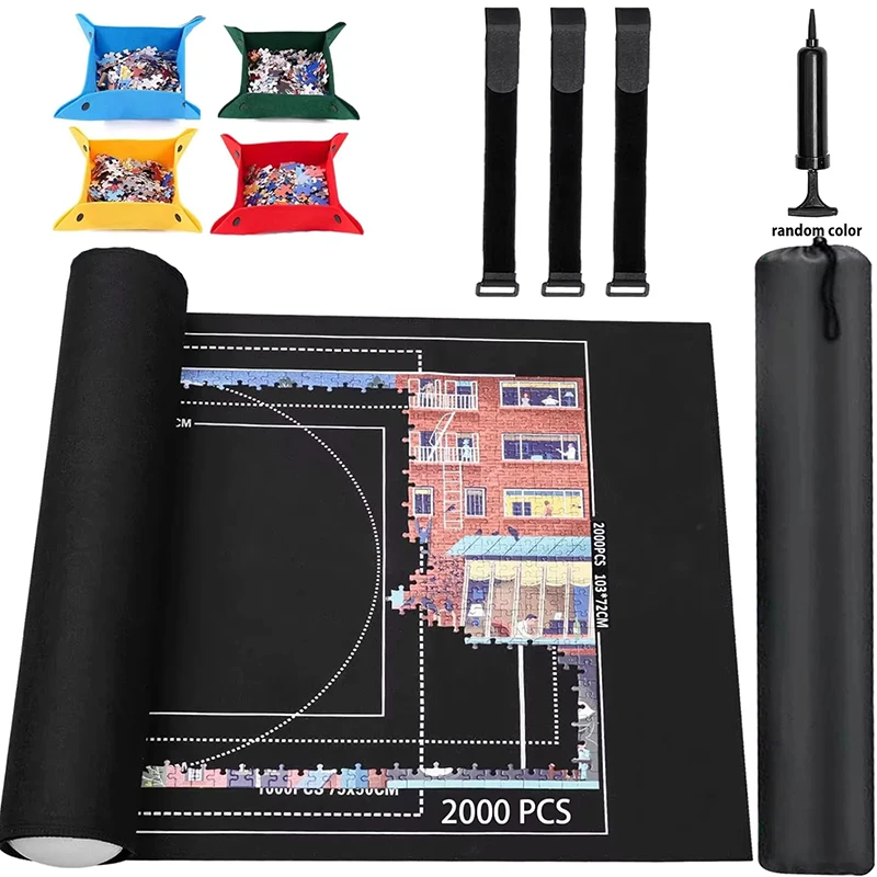 2000PCS Roll Up Jigsaw Puzzle Storage Mat Set Non-Slip Puzzle Saver Pad with Storage Bag Gifts Puzzles Keeper DIY
