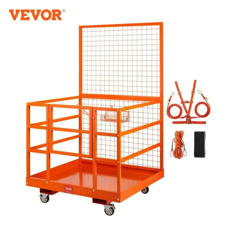 VEVOR-Forklift Safety Cage, Capacidade com Chicote de Segurança e Bloqueio para Trabalho Aéreo, Cesta para Homem, 43 \