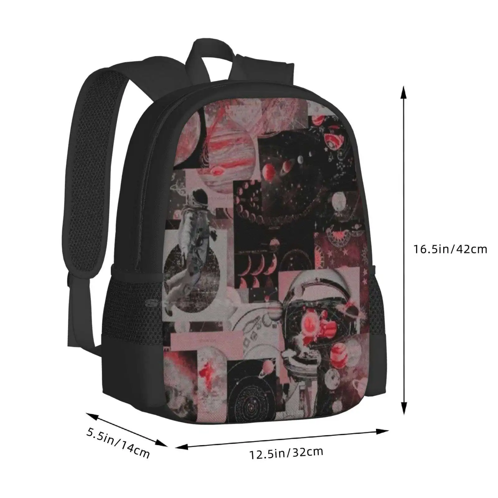 Black And Neon Pink Aesthetic Collage Backpacks For School Teenagers Girls Travel Bags Black Collage Space Collage Black And