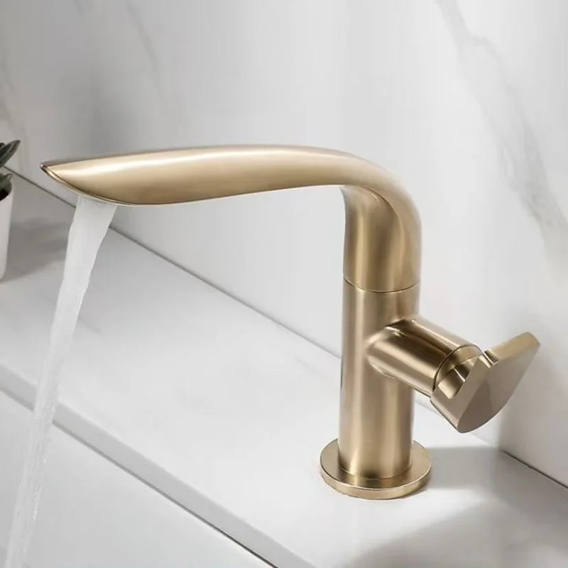 

Brushed Gold Bathroom faucet Hot and Cold Brass Basin Faucet Grey Sink faucet Black Lavotory Faucet White Water Faucet