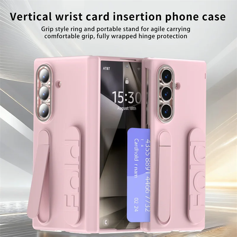 

Vertical Wristband Card Slot Kickstand Case For Samsung Z Fold7 5G Invisible Bracket Wrist Stand For Galaxy Z Fold 7 6 5 4 Cover