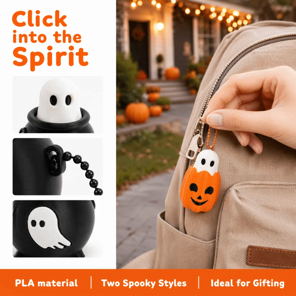 Fidget Halloween Clicker Keychain Funny Creative 3D Printed Pendant Cute Decorative Decompression Button Car Pendant