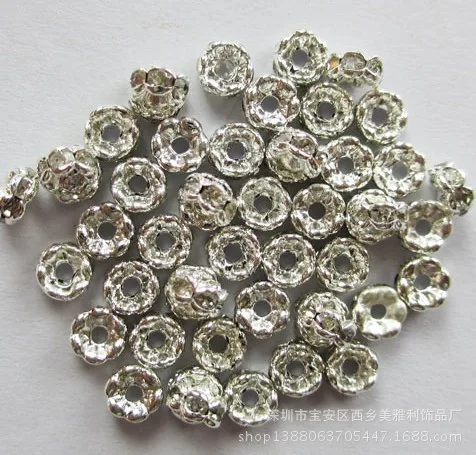 100Pcs/Lot 4/6/8/10/12mm Metal  Crystal Rondelles Bead Loose Spacer Beads for DIY Jewelry Making Bracelet Accessories d4