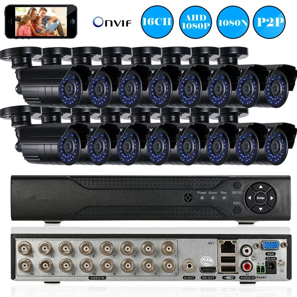 Surveillance Security System 16 Channel Standalone H.264 DVR 16pcs CCTV  Day/Night Camera