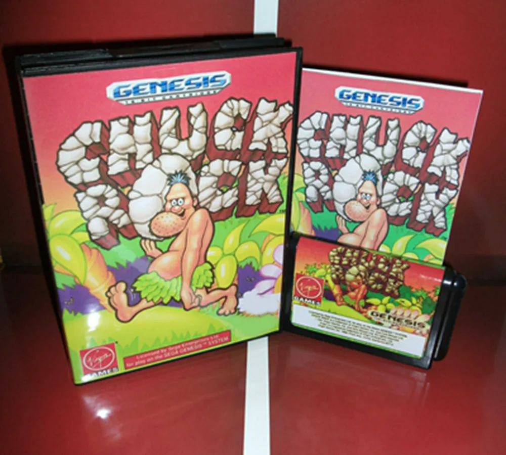Hot Sale Chuck Rock With US Box And Manual Book 16Bit MD Game Card For Sega MegaDrive Genesis Consoles