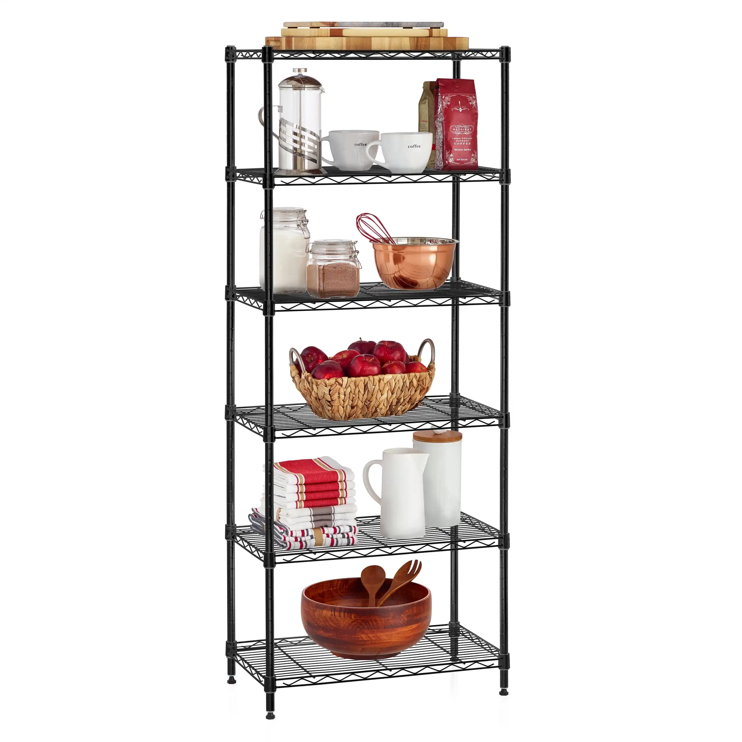 

6 Tier Freestanding Convertible Wire Shelf Unit 23.2"x13.4"x59" Black Capacity 750 lbs