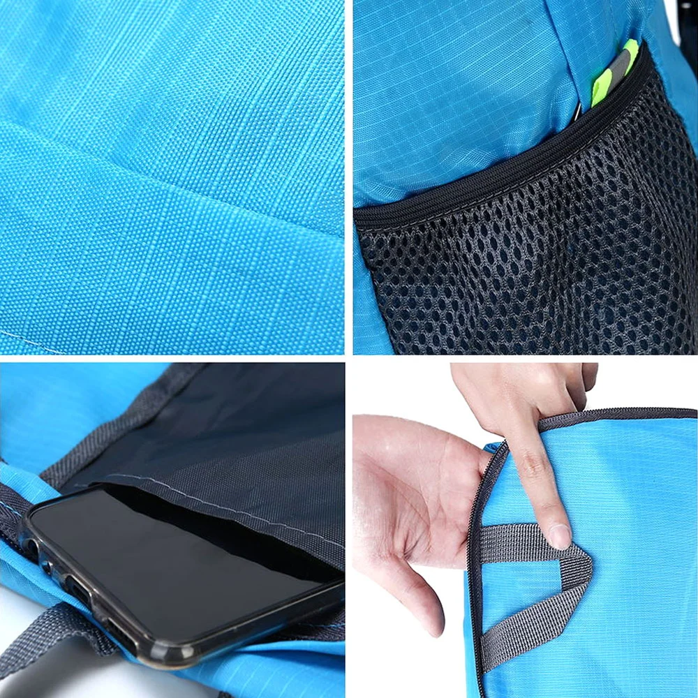 Outdoor Sport Bags Lightweight Foldable Bag Backpack Avocado Print Portable Camping Hiking Travel Daypack Leisure Men Women Blue