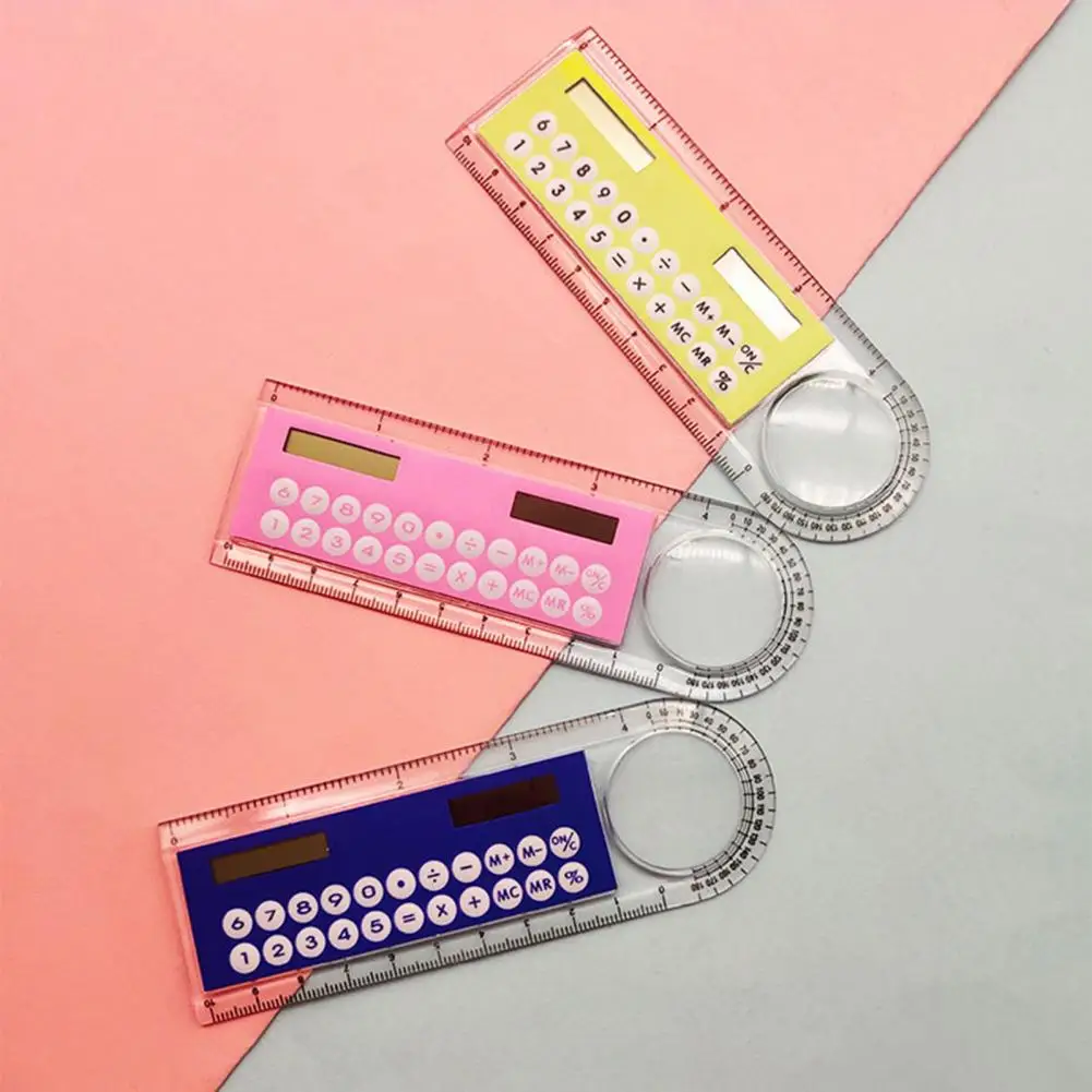 Adorable  Excellent 3 in 1 10cm Length Solar Ruler Calculator Mini Solar Card Ruler Funny   for Study
