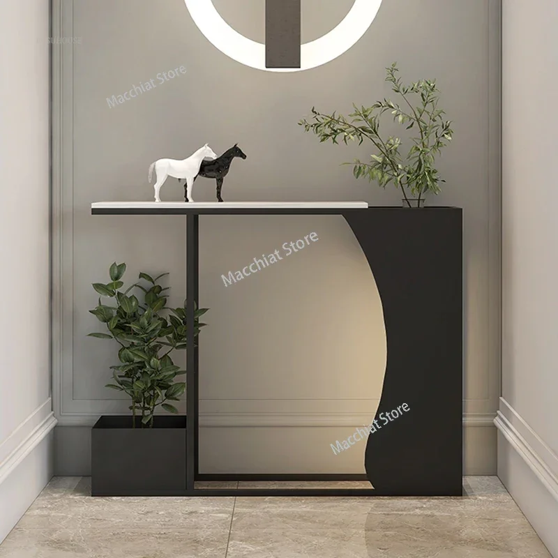 

Metal Console Table for Living Room Small Decorative Tables with Lights Luxury Creative Flower Shop AQGM