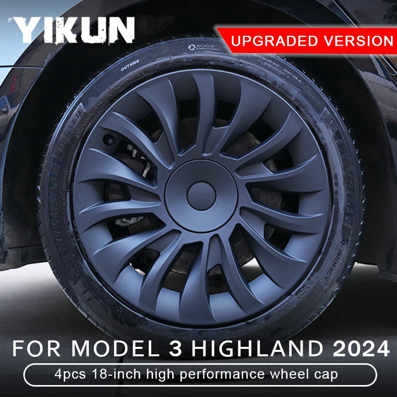 4PCS Performance HubCap for New Tesla Model 3 Highland 2024 Replacement Wheel Cap Automobile Full Rim Cover 18 Inch Accessories