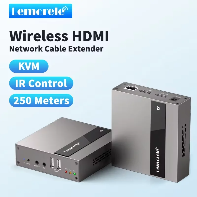 Lemorele HDMI Wireless Extender Dongle Kit 250M Video Transmitter & Receiver IR Control 5GHz/2.4GHz Dual Band Adapter TV Stick