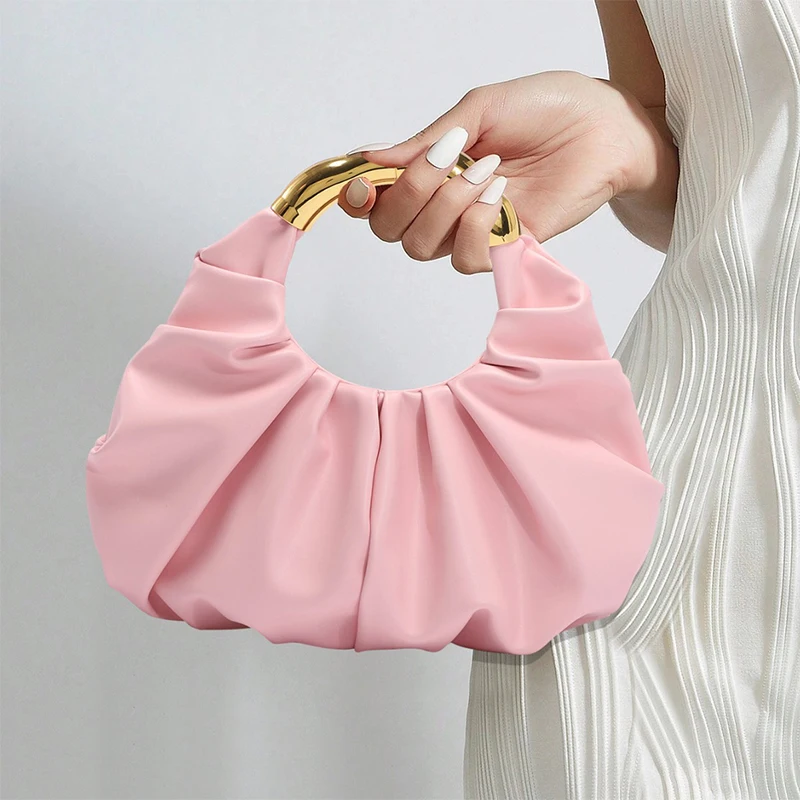 

Korean New Women's Cloud-patterned Pleated Handbag High-end Solid Color Clutch Evening Bag Niche Brand Elegant Clutch For Women