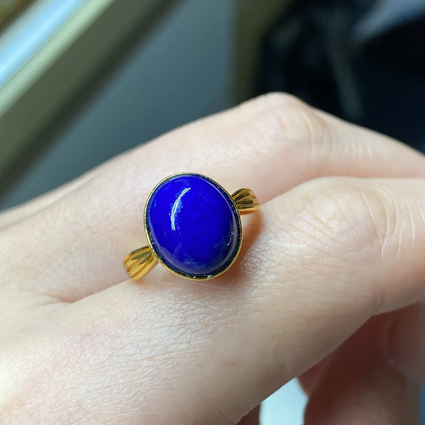 

1 шт. Fengbaowu натуральный лазурит овальный кабошон кольцо 10x13 мм стерлингового серебра 925 пробы рейки целебный камень модные ювелирные изделия подарок