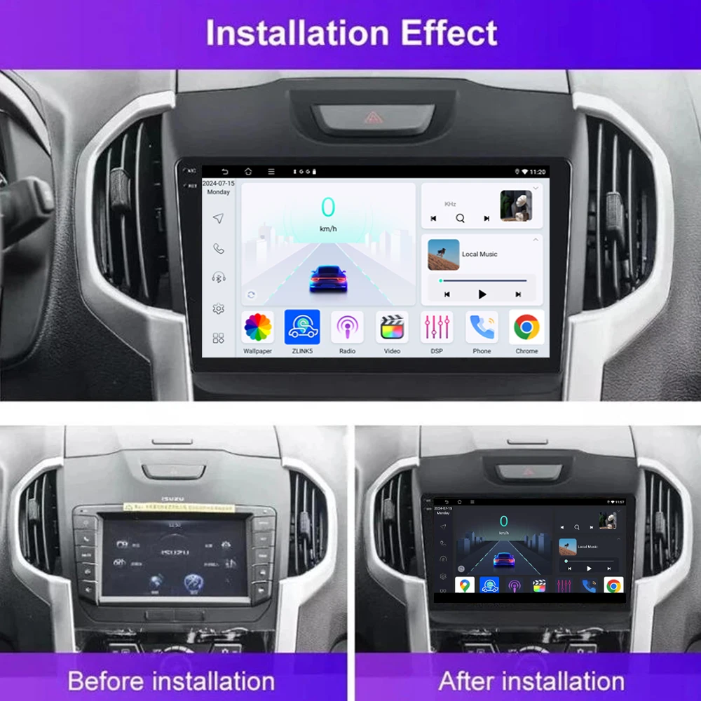 9'' For Isuzu D-Max 2012-2016 Car Radio GPS Multimedia Carplay Android 15 Wireless Navigation Intelligent Camera 4GB+64GB