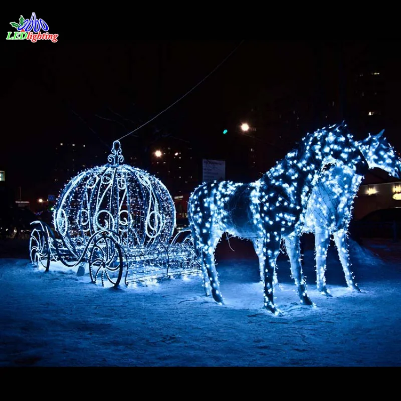 

custom.LED Decorative Lighted Horse Carriage 3d Motif Light