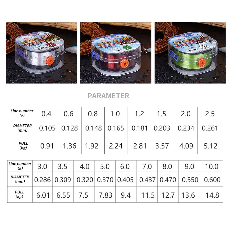 200M Super Strong Fishing Line Japan Durable Monofilament Nylon Fishing Line Sea/Freshwater Main Line Leader Fishing Wire 2-33LB