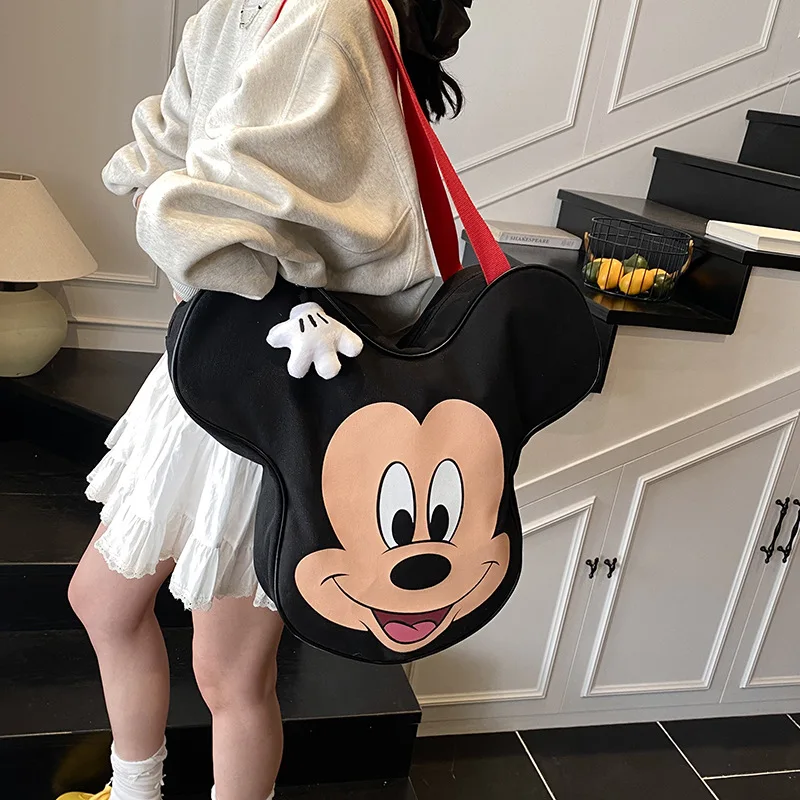 في المخزون ديزني حقيبة يد نسائية موضة عالية الجودة قماش حقيبة تسوق نسائية الكرتون سعة كبيرة حقيبة كتف نسائية