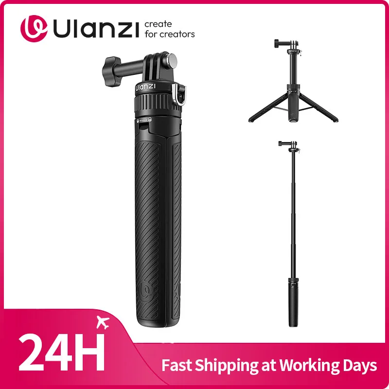 ​ Ulanzi MT92 Kamera Sportowa z Funkcją Selfie Stick 2w1, Statyw do Selfie Stick dla DJI, GoPro, do Fotografii Plenerowej, Vlogów i Filmów