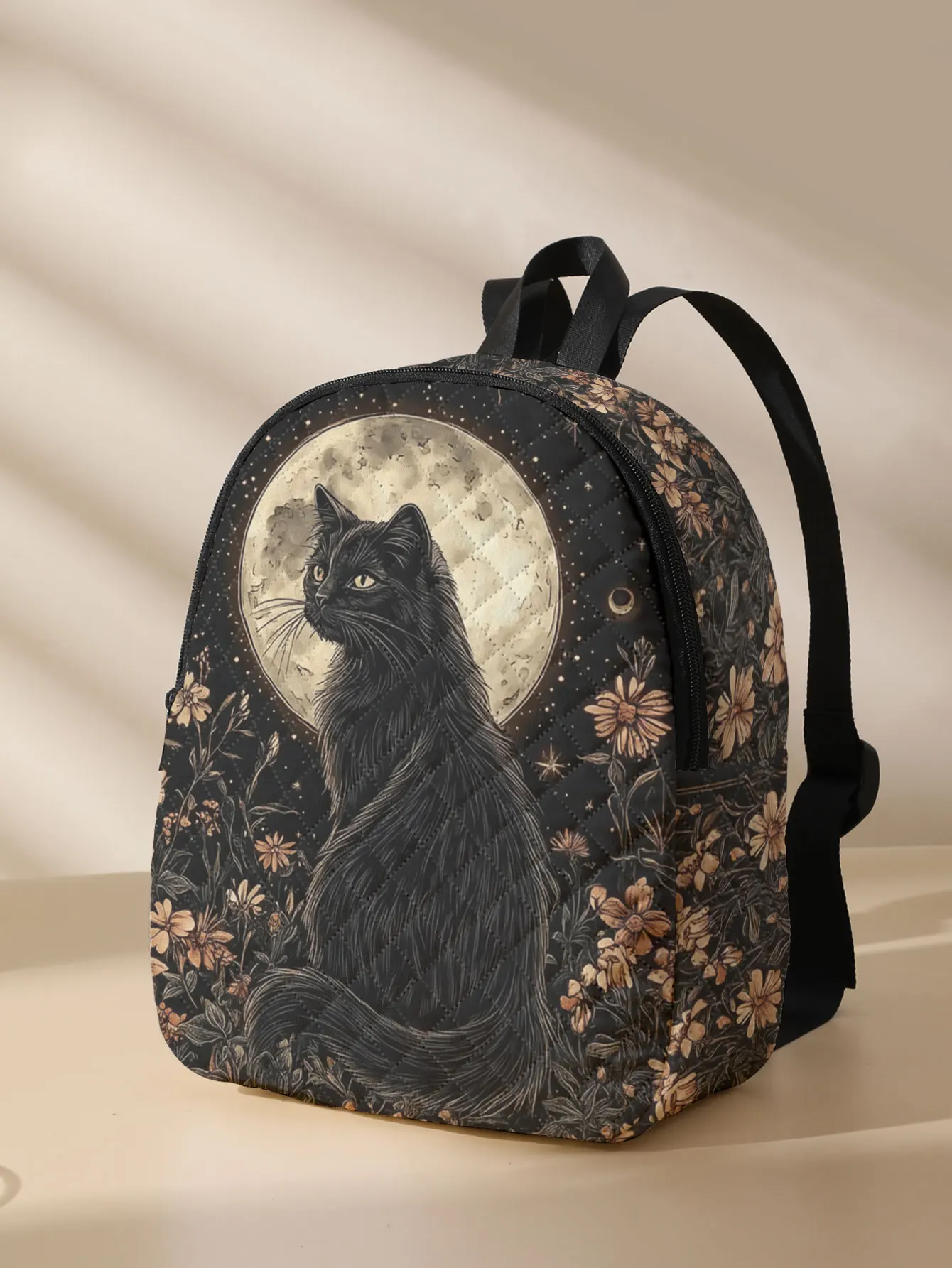 mochila-compacta-acolchoada-com-estampa-floral-black-cat-moon-adequada-para-atividades-ao-ar-livre-viagens-campus-unissex-para-uso-diario-de-homens-e-mulheres