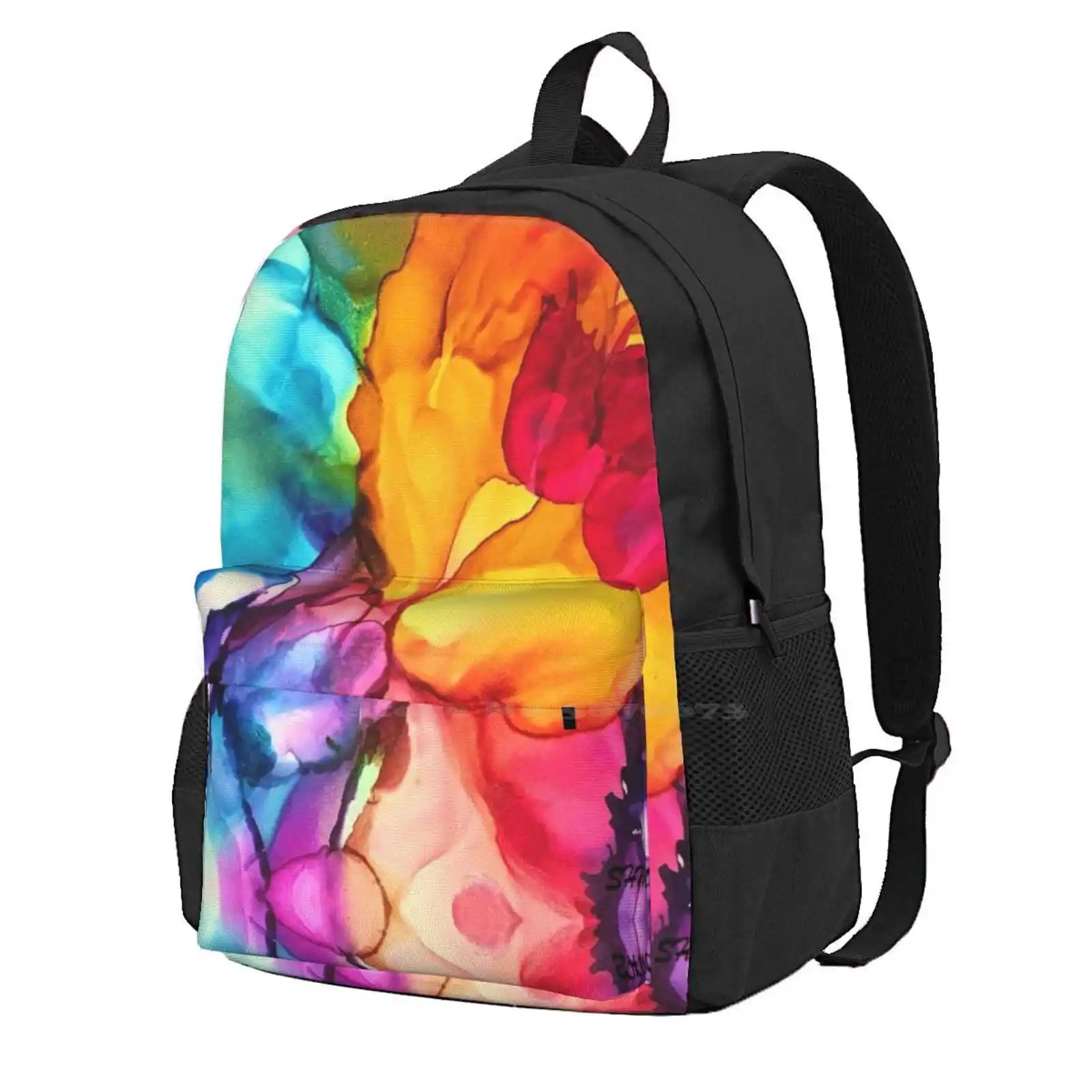 Flowing Flowers 3d Print Design Backpack Student Bag Flowers Spring Colors Whimsical Flowing